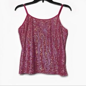 Vintage pink holographic tank top